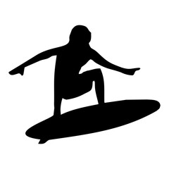 silhouette illustration of people playing water surfing