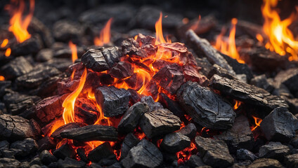 close up burning embers