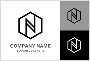 Monogram Letter N Geometric Square Cube Business Company Stock Vector Logo Design Template
