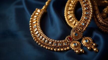 Indian traditional gold jewellery of a Hindu Married.generative.ai