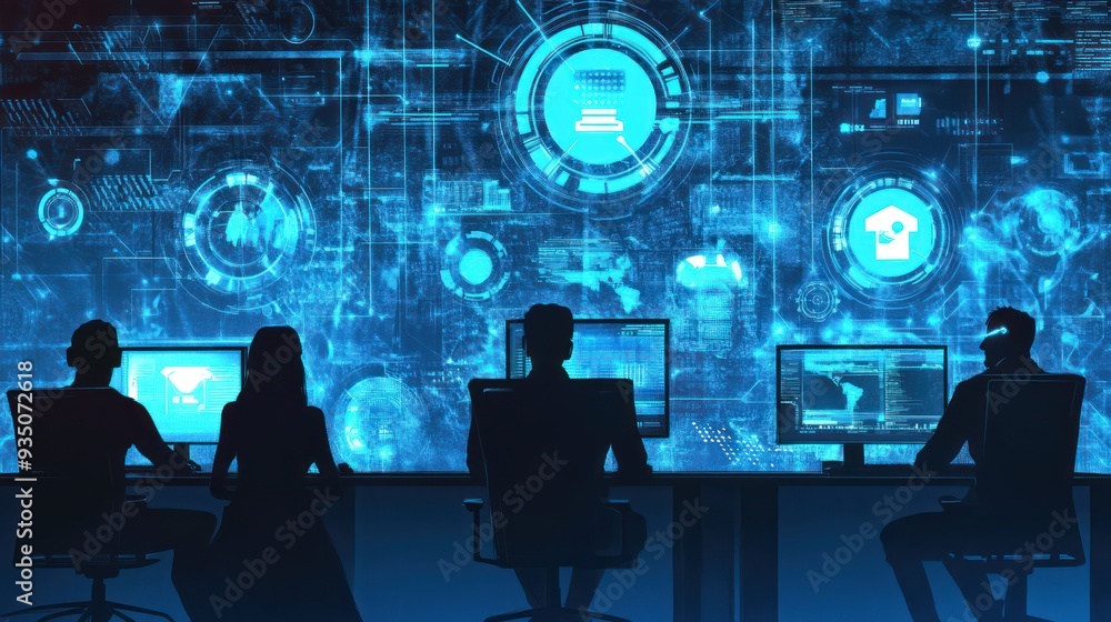 Poster cybersecurity team monitoring data