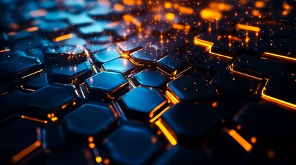 Fototapeta premium A close up of a bunch of hexagons on a black surface