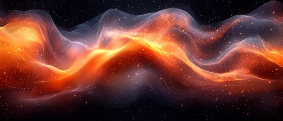 Obraz premium Abstract illustration of a black hole emitting 3D Hawking radiation where 2D particles of light escape the gravitational pull visualizing the delicate balance between quantum mechanics and gravity