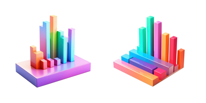 Colorful 3d chart, on isolated transparent background
