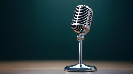 Sleek Retro Microphone with Dramatic Chiaroscuro Lighting and Art Deco Motifs