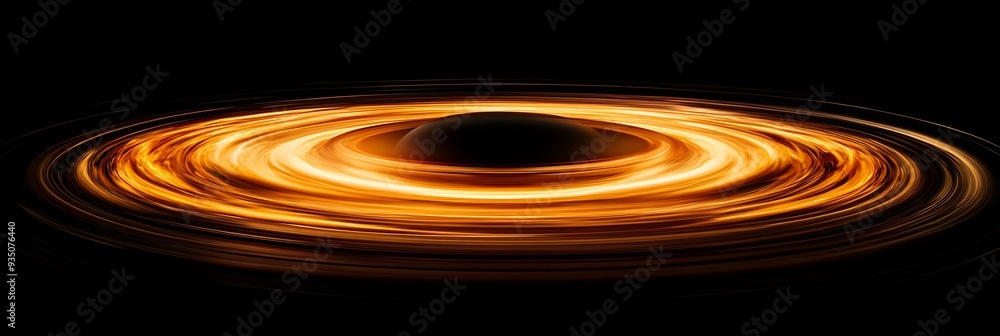 Poster abstract illustration of a black hole where the schwarzschild radius is visualized as a 3d ring of b