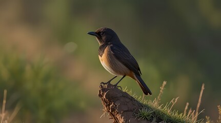 Pied Bush chat in the grassland forest.generative.ai