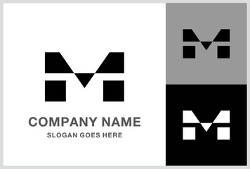 Monogram Letter M Geometric Square Cube Business Company Stock Vector Logo Design Template
