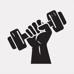 Obraz premium Dumble Holding vector silhouette on a white background