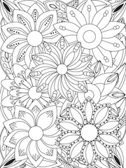Fototapeta premium flowers Coloring Book Pages flowers for Relaxation and Stress Relief on Flowers Patterns