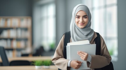 Fototapeta premium Portrait of a Muslim woman student 