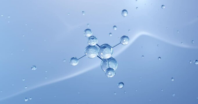 Chloroethane rotating molecular structure, 3d model of molecule, ethyl chloride, looped video
