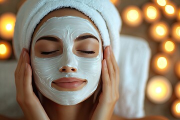 A woman relaxes with a facial mask. This image depicts the beauty and relaxation associated with spa treatments.