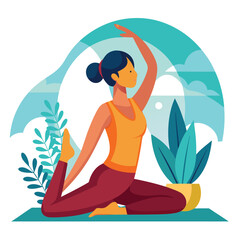 Yoga Pose Vector Illustration - Relaxing and Serene Fitness Design