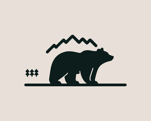 illustration of a bear logo design icon symbol vector template.