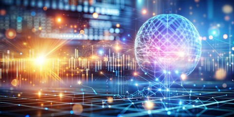 Obraz premium Digital background with Copy Space for Biotech abstract concept, engineering, Data Science and Artificial Intelligence, blur