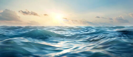 Obraz premium A large body of water bears a solitary boat, its middle marking the tranquil scene A sunset paints the backdrop with warm hues
