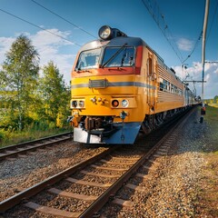 Fototapeta premium an electric locomotive from the 1960s, AI generated