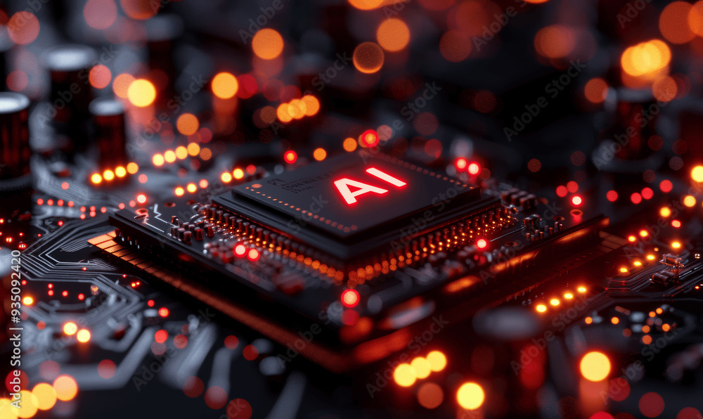 Poster ai chip close up advanced technology artificial intelligence circuitry