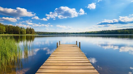 Naklejka premium wooden pier on the lake