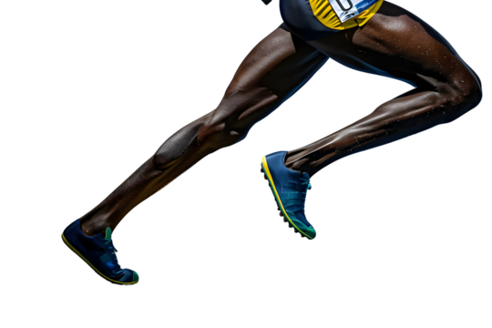 close up of athlete running in the first berth in the olympics sprint