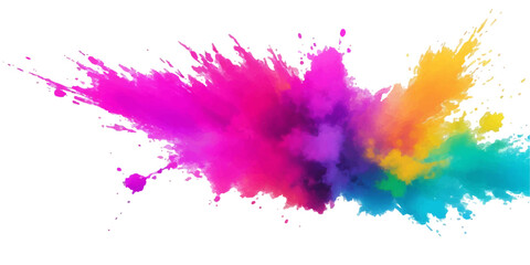 Bright colorful watercolor splash splatter stain brush strokes on white background. Modern vibrant aquarelle spot. Aquarelle explosion on white. Element. Vector watercolor illustration isolated design