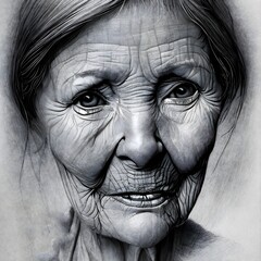 portrait of an old woman natural aging with wrinkles