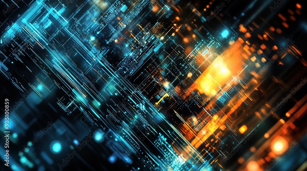 Aufkleber digital abstract: a mesmerizing abstract background featuring a vibrant network of glowing lines and