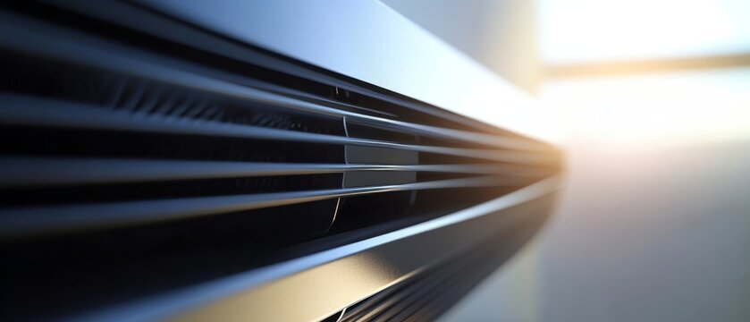 Modern High-End Air Conditioning Unit Close-up in Bright Room Setting