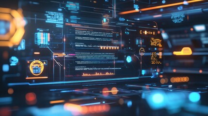 Obraz premium Futuristic Tech Interface with Orange and Blue Elements