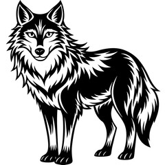 Wolf Vector Illustrations, Cartoon wolf, silhouette wolf,