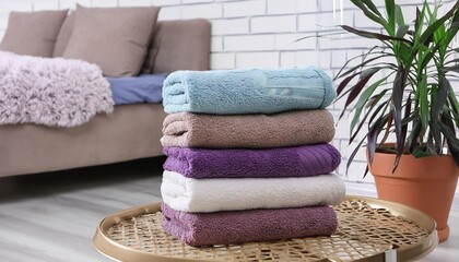 Clean terry towels in the apartment interior