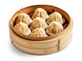 Xiaolongbao steamed soup dumplings, on isolated transparent background