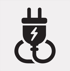 Electric plug icon Vector silhouette icon on a white background