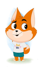 Obraz premium Confused dog Cartoon Character dressed summer cloths.