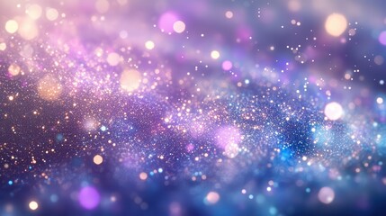 Obraz premium A dreamy cosmic background with shimmering stars and colorful bokeh effects.