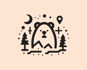 Bear Logo Design Icon Symbol Vector Template.