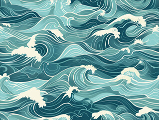 Fototapeta premium beautiful ocean waves Seamless pattern for background