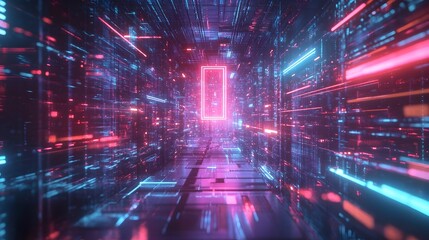 Obraz premium Luminous Futuristic Tunnel of City in Vivid Neon Colors