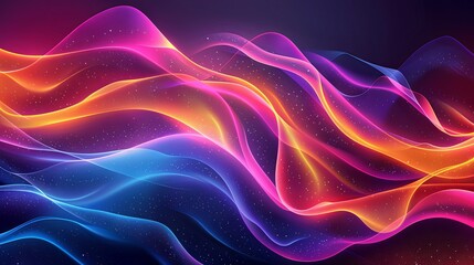 Fototapeta premium Abstract glowing wave lines background. Modern colorful gradient flowing wave lines on dark background. Suit for poster, banner, brochure, cover, website, flyer. Vector illustration