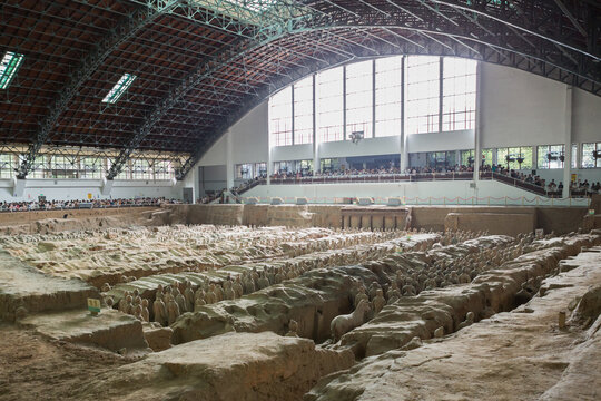 Xian, China - June 28, 2023: View of terracotta warriors in Xian, China.