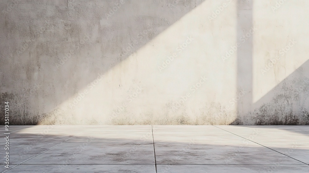 Aufkleber concrete minimalism: a simple yet striking concrete wall with sunlight streaming through a window, c