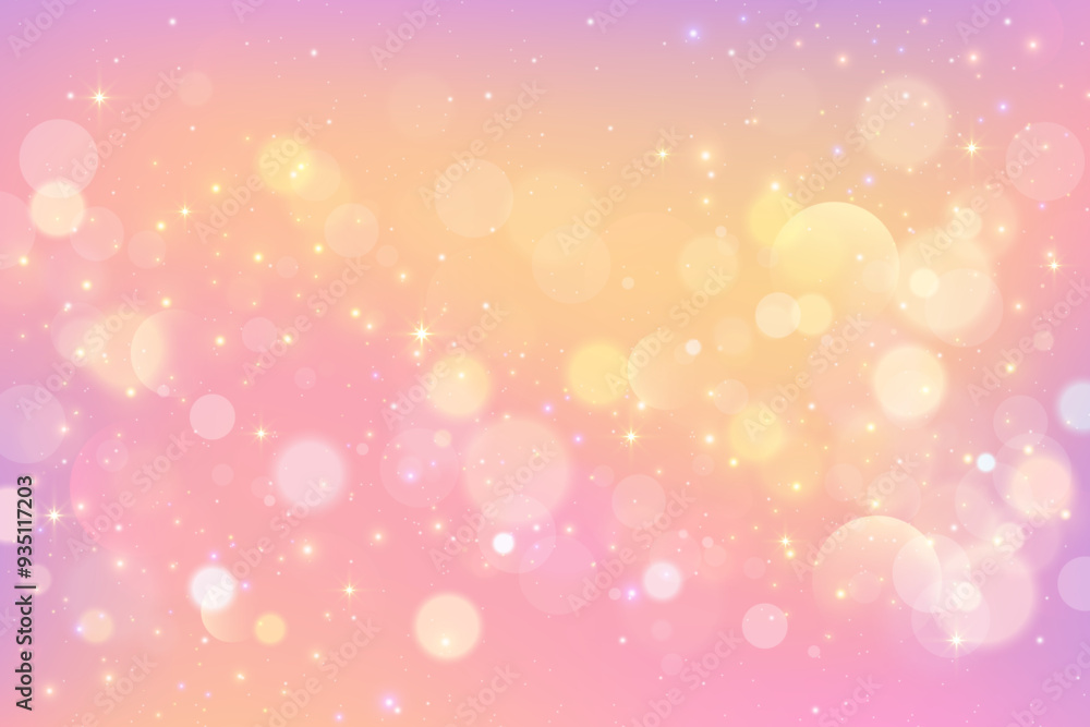 Poster light pink background with bokeh. blurred luxury gradient with glitter. abstract peach pastel vector