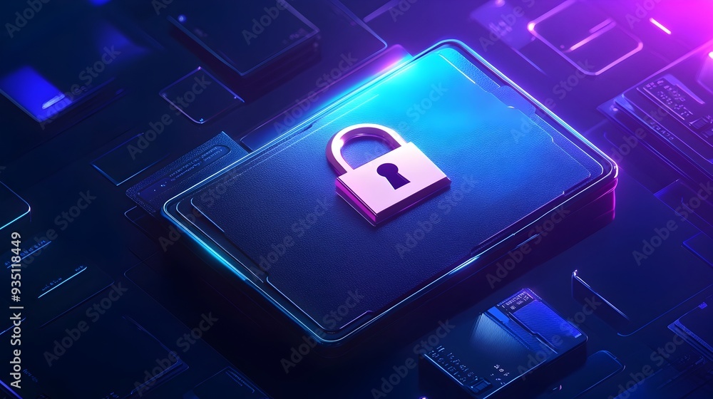 Poster digital lock safety security technology cyber protection access control encryption