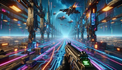 first person shooter game scene