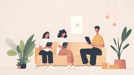 Diverse group of people working together in a modern collaborative office space