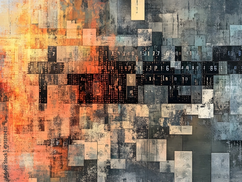 Poster mesmerizing abstract geometric fractal pattern in vibrant digital artwork