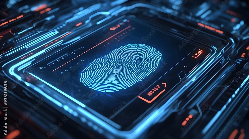 Poster biometric fingerprint identification system for cybersecurity and digital access control