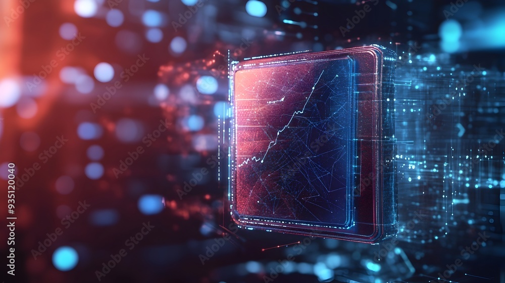 Poster futuristic 3d cube data visualization concept for digital technology innovation and intelligent solu