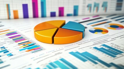 In-depth Business Analysis Illustrated with Detailed Data Charts and Graphs on a Professional Office Desk